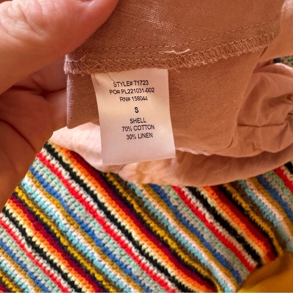 Linen Blend Deep V neck Crop Top Pink Small - Picture 4 of 4